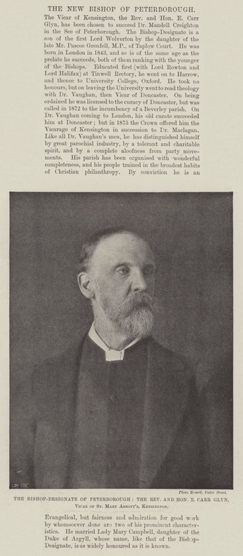 The Bishop-Designate of Peterborough, the Reverend and Honourable E Carr Glyn, Vicar of St Mary Abbotts, Kensington by English Photographer
