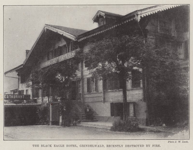 The Black Eagle Hotel, Grindelwald, Recently Destroyed by Fire by English Photographer