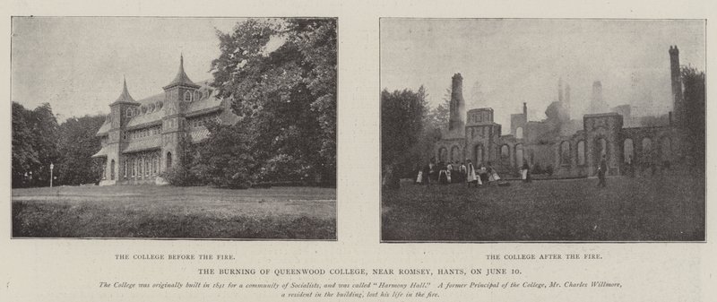 The Burning of Queenwood College, near Romsey, Hants, on 10 June by English Photographer