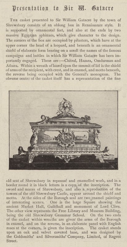 The Casket presented to Sir William Gatacre by the Town of Shrewsbury by English Photographer