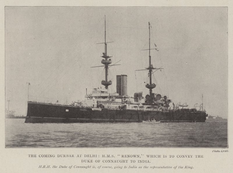 The Coming Durbar at Delhi, HMS Renown, which is to convey the Duke of Connaught to India by English Photographer