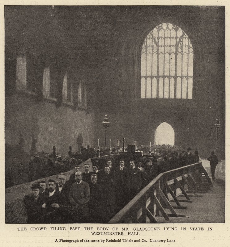 The Crowd Filing Past the Body of Mr Gladstone Lying in State in Westminster Hall by English Photographer