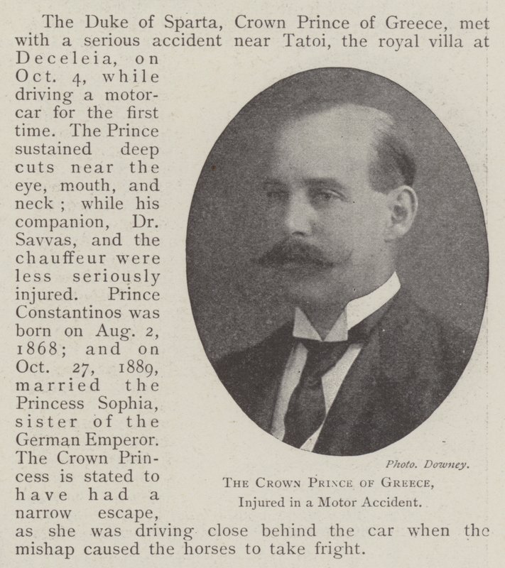 The Crown Prince of Greece, Injured in a Motor Accident by English Photographer