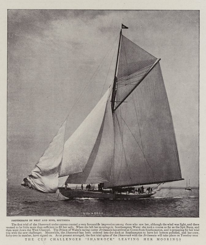 The Cup Challenger Shamrock leaving her Moorings by English Photographer