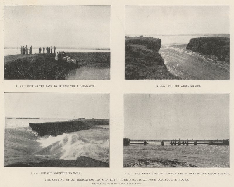 The Cutting of an Irrigation Basin in Egypt, the Results at Four Consecutive Hours by English Photographer