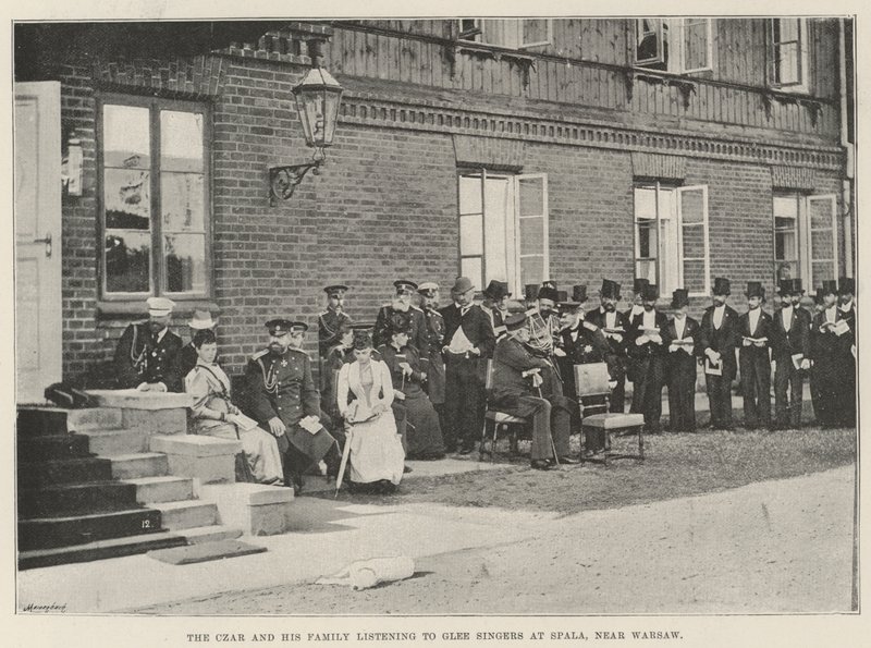 The Czar and his Family listening to Glee Singers at Spala, near Warsaw by English Photographer