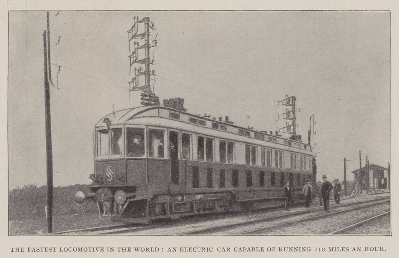 The Fastest Locomotive in the World, an Electric Car Capable of Running 110 Miles an Hour by English Photographer