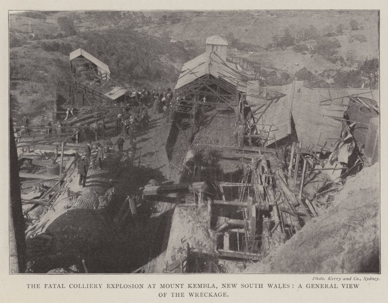 The Fatal Colliery Explosion at Mount Kembla, New South Wales, a General View of the Wreckage by English Photographer
