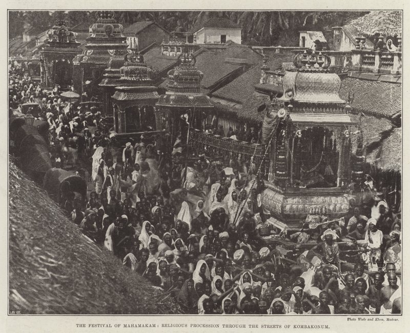 The Festival of Mahamakam, Religious Procession through the Streets of Kombakonum by English Photographer