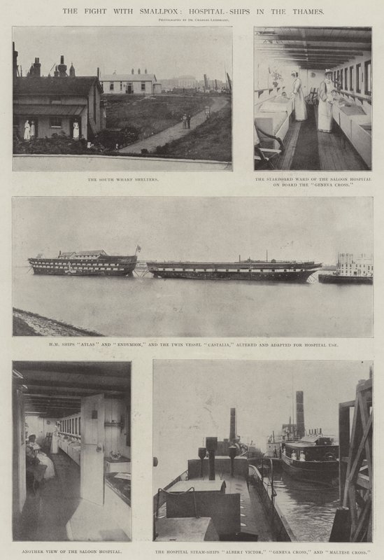 The Fight with Smallpox, Hospital-Ships in the Thames by English Photographer