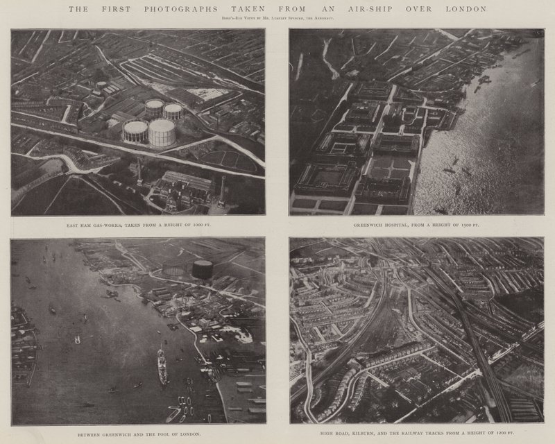 The First Photographs taken from an Air-Ship over London by English Photographer