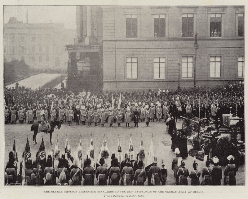 The German Emperor Presenting Standards to the New Battalions of the German Army at Berlin by English Photographer