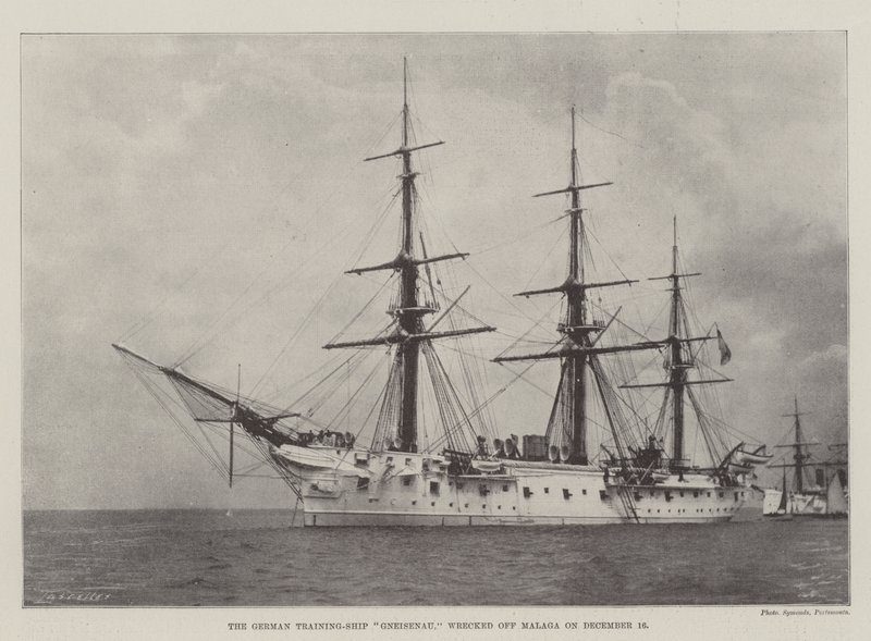 The German Training-Ship Gneisenau, wrecked off Malaga on 16 December by English Photographer