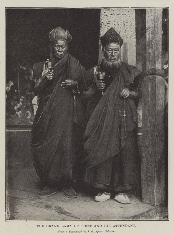 The Grand Lama of Tibet and His Attendant by English Photographer
