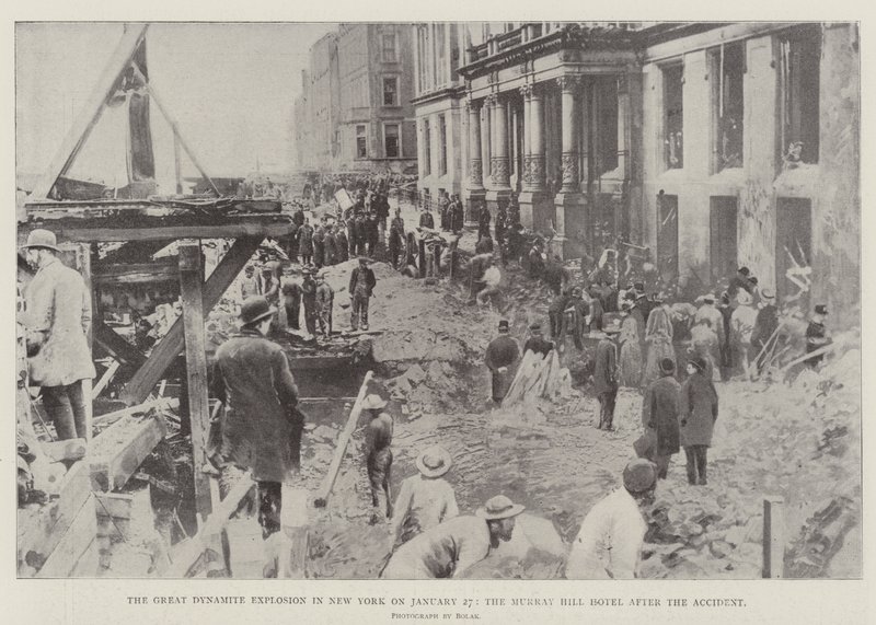 The Great Dynamite Explosion in New York on 27 January, the Murray Hill Hotel after the Accident by English Photographer