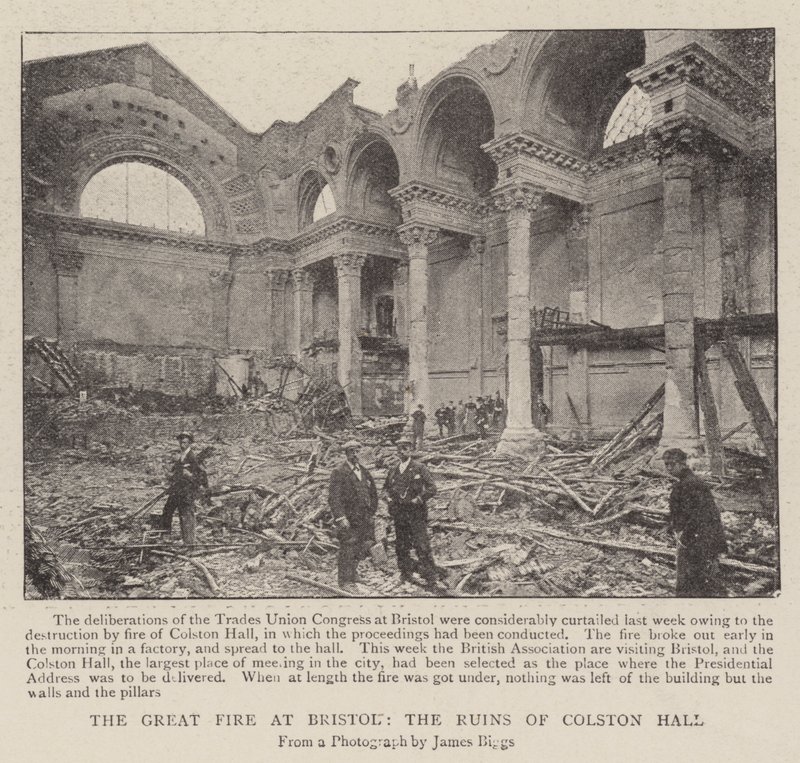 The Great Fire at Bristol, the Ruins of Colston Hall by English Photographer
