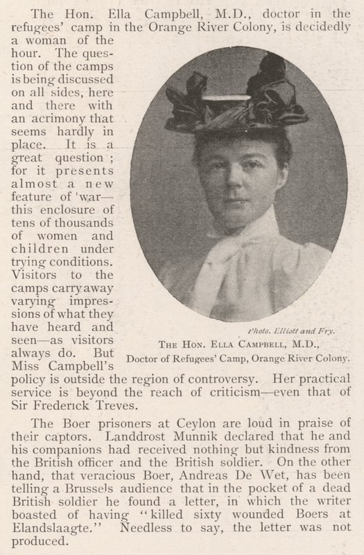 The Honourable Ella Campbell, MD, Doctor of Refugees Camp, Orange River Colony by English Photographer