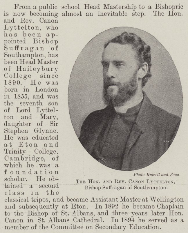 The Honourable and Reverend Canon Lyttelton, Bishop Suffragan of Southampton by English Photographer