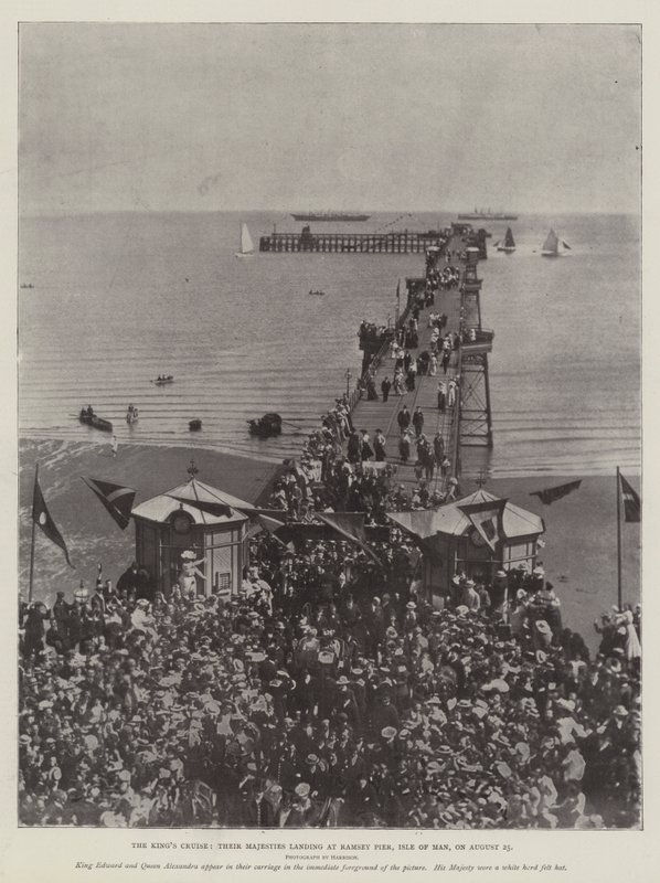 The Kings Cruise, Their Majesties landing at Ramsey Pier, Isle of Man, on 25 August by English Photographer