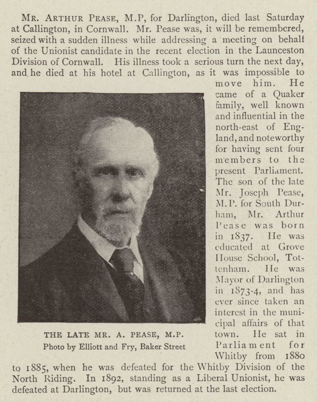The Late Mr A Pease, MP by English Photographer