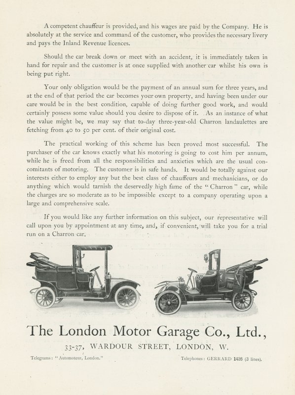 The London Motor Garage Co by English Photographer