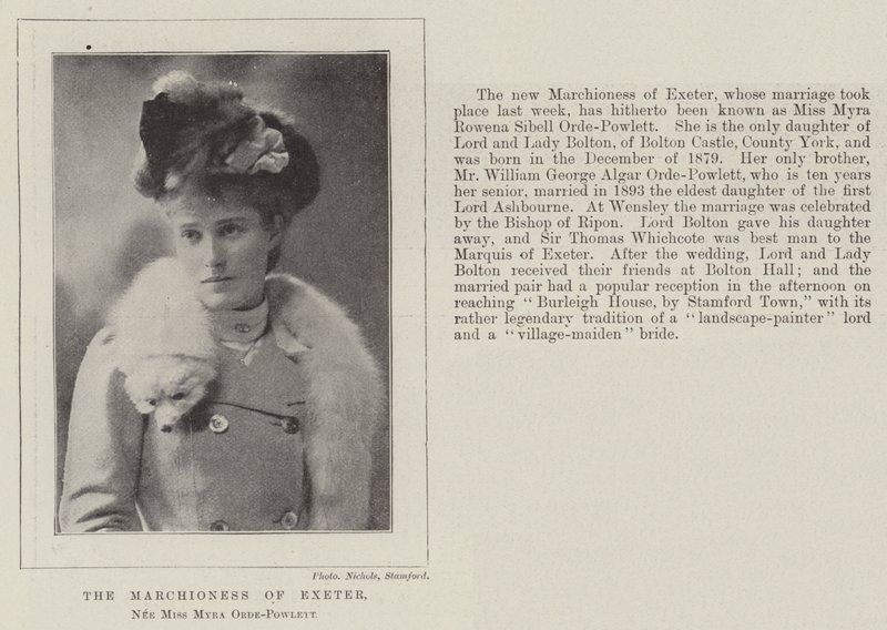 The Marchioness of Exeter, nee Miss Myra Orde-Powlett by English Photographer