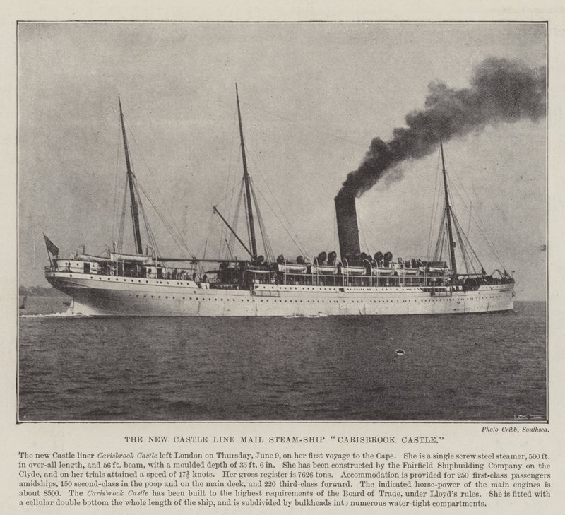 The New Castle Line Mail Steam-Ship Carisbrook Castle by English Photographer