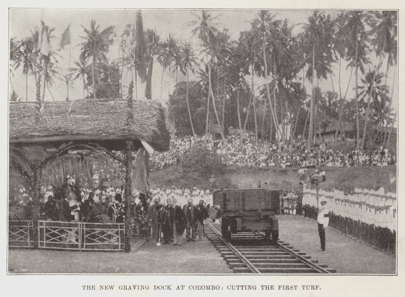 The New Graving Dock at Colombo, Cutting the First Turf by English Photographer