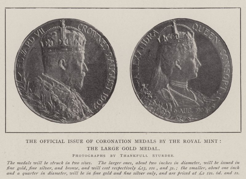 The Official Issue of Coronation Medals by the Royal Mint, the Large Gold Medal by English Photographer