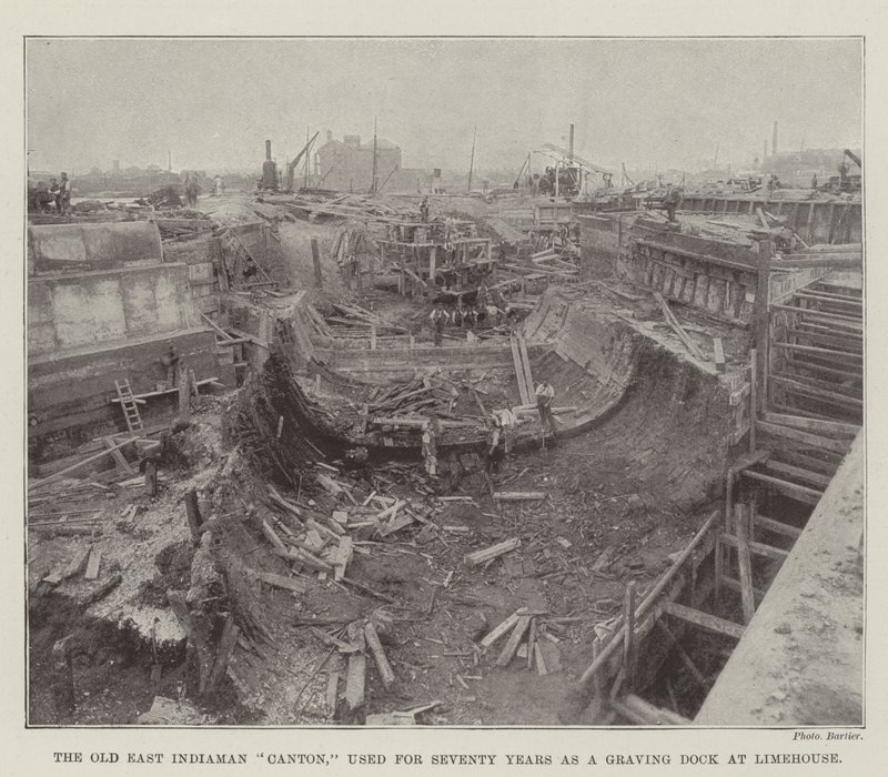 The Old East Indiaman Canton, Used for Seventy Years as a Graving Dock at Limehouse by English Photographer
