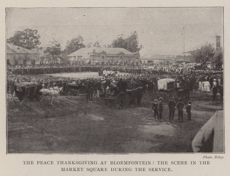 The Peace Thanksgiving at Bloemfontein, the Scene in the Market Square during the Service by English Photographer