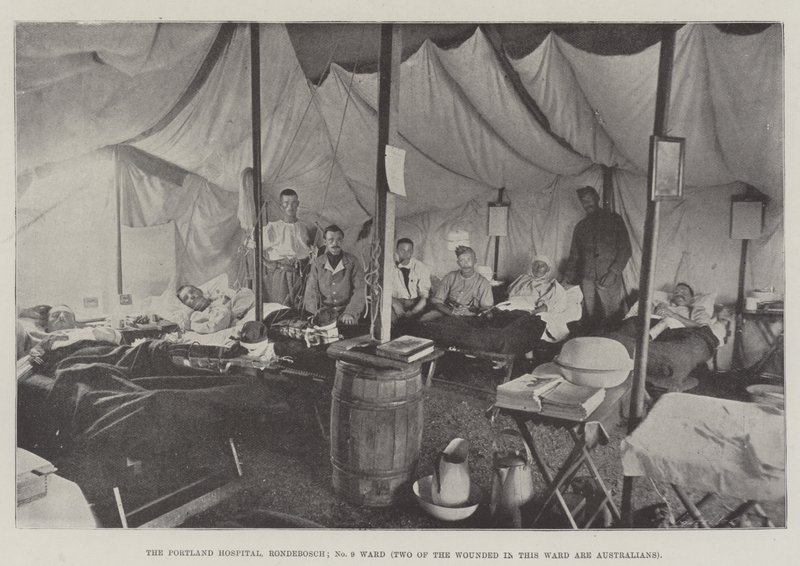 The Portland Hospital, Rondebosch, No 9 Ward, Two of the Wounded in this Ward are Australians by English Photographer