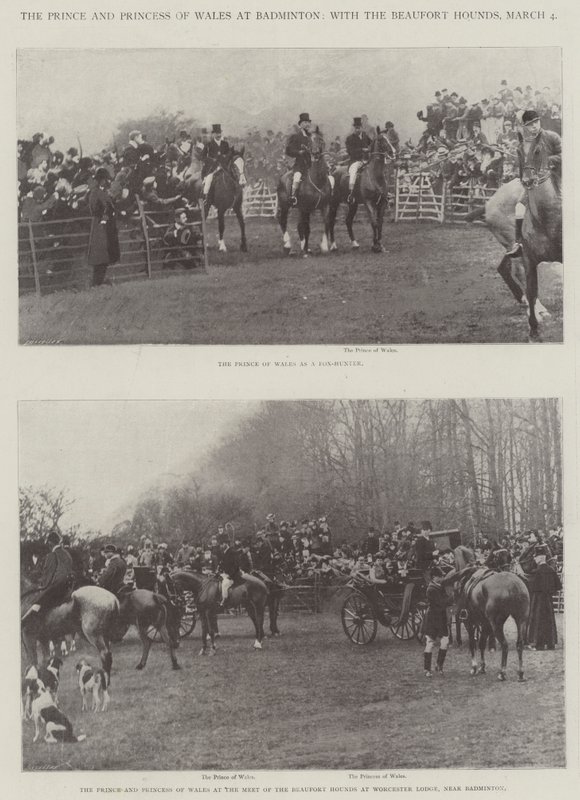 The Prince and Princess of Wales at Badminton, with the Beaufort Hounds, 4 March by English Photographer