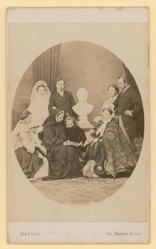 The Prince of Wales, Future King Edward VII, with His New Wife, in a Royal Group, Including Queen Victoria by English Photographer