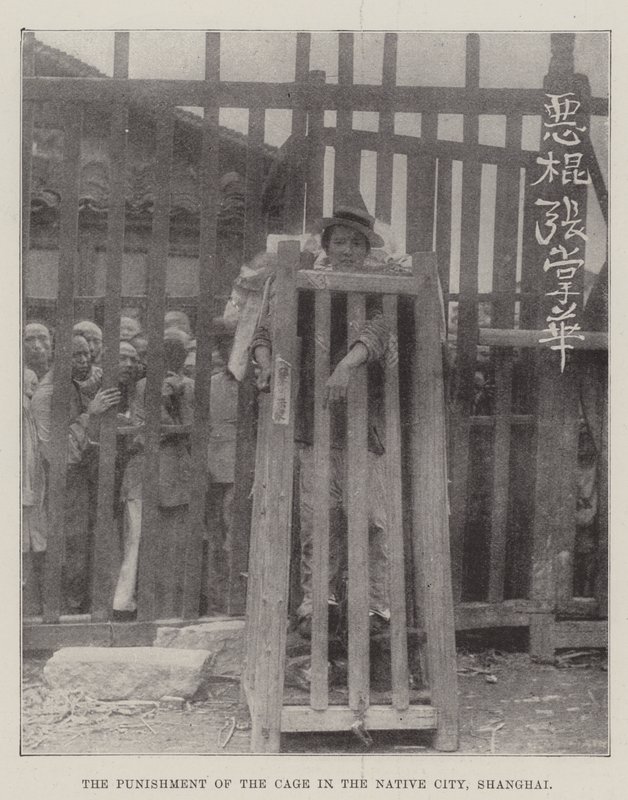 The Punishment of the Cage in the Native City, Shanghai by English Photographer