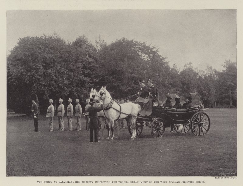 The Queen at Balmoral, Her Majesty inspecting the Yoruba Detachment of the West African Frontier Force by English Photographer