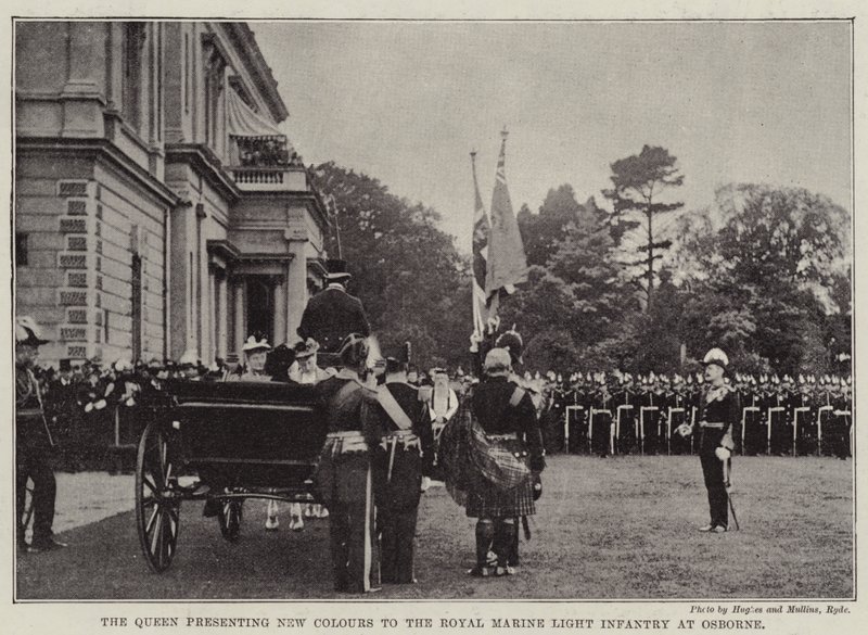 The Queen Presenting New Colours to the Royal Marine Light Infantry at Osborne by English Photographer