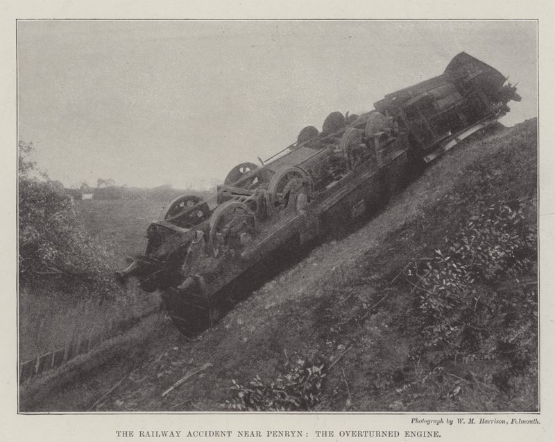 The Railway Accident near Penryn, the Overturned Engine by English Photographer