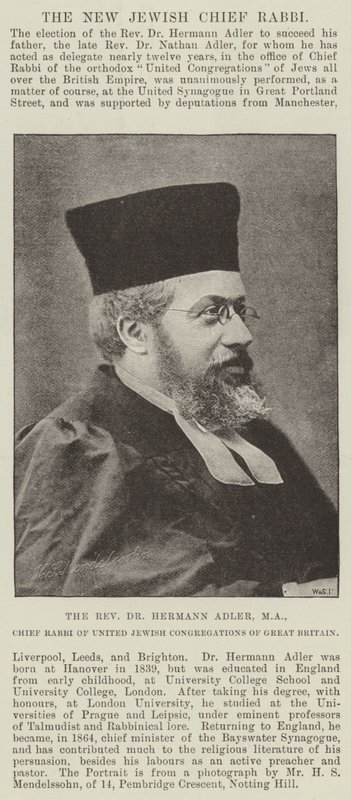 The Reverend Dr Hermann Adler, MA, Chief Rabbi of United Jewish Congregations of Great Britain by English Photographer