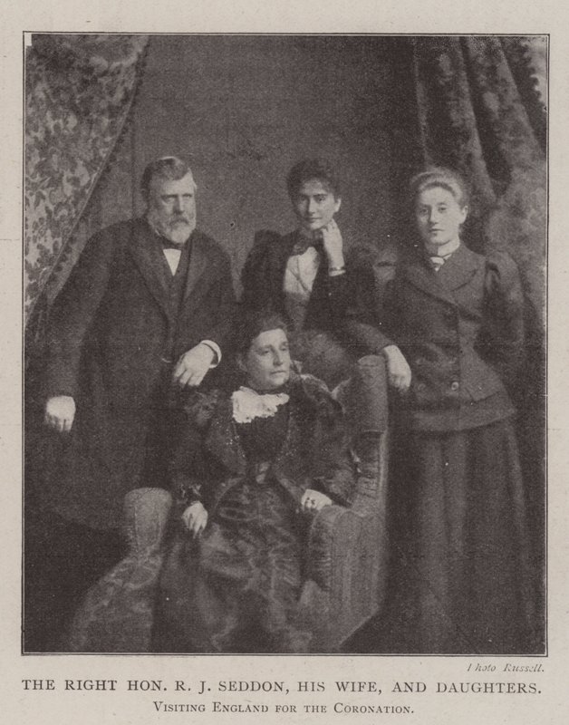 The Right Honourable R J Seddon, his Wife, and Daughters, visiting England for the Coronation by English Photographer