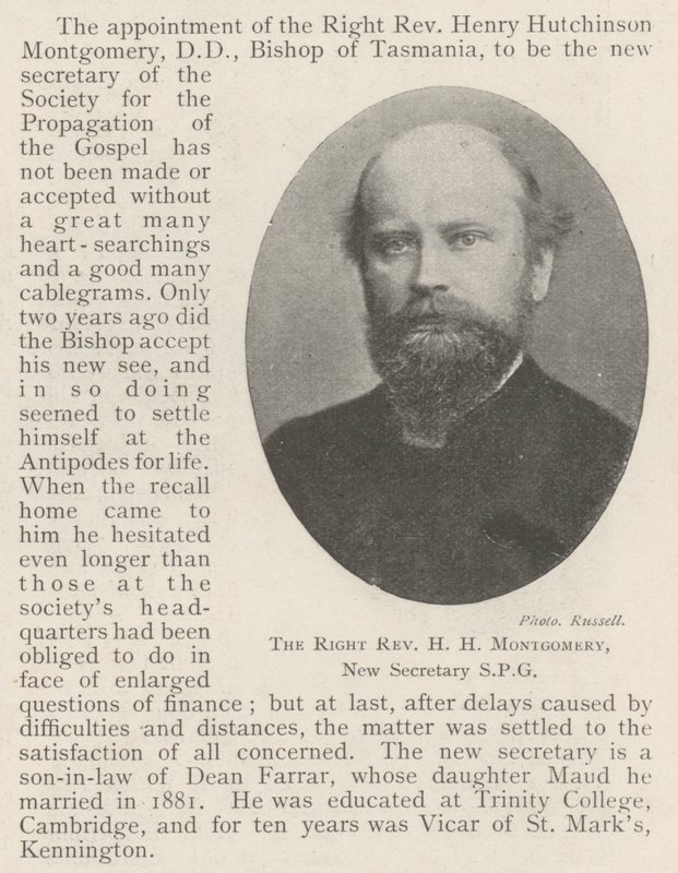 The Right Reverend H H Montgomery, New Secretary SPG by English Photographer