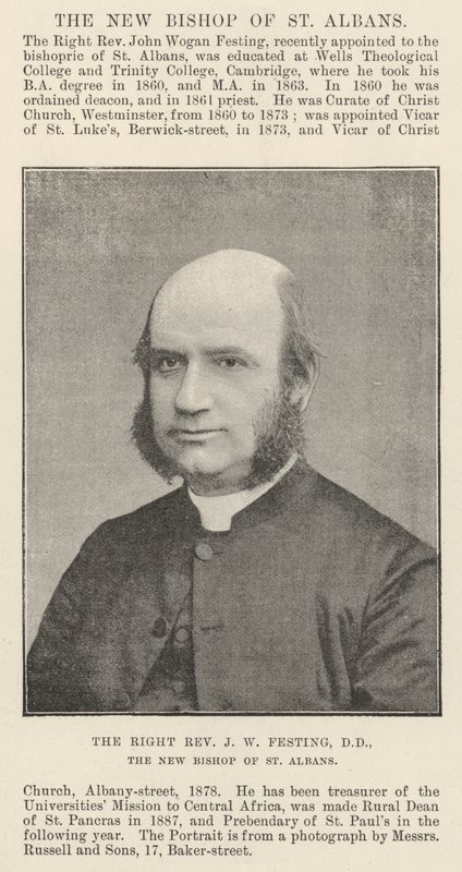The Right Reverend J W Festing, the New Bishop of St Albans by English Photographer