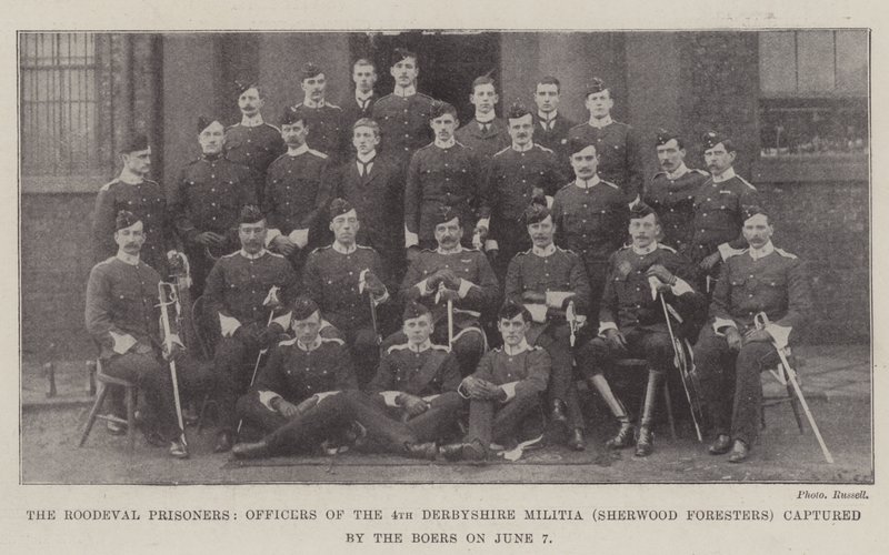 The Roodeval Prisoners, Officers of the 4th Derbyshire Militia (Sherwood Foresters) Captured by the Boers on 7 June by English Photographer