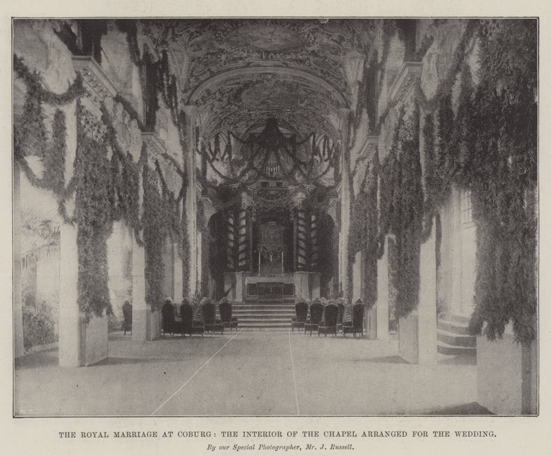 The Royal Marriage at Coburg, the Interior of the Chapel arranged for the Wedding by English Photographer