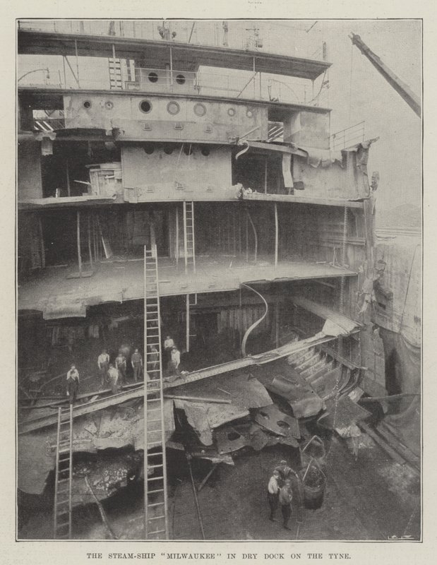 The Steam-Ship Milwaukee in Dry Dock on the Tyne by English Photographer