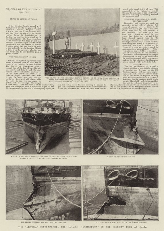 The Victoria Court-Martial, the Damaged Camperdown in the Somerset Dock at Malta by English Photographer