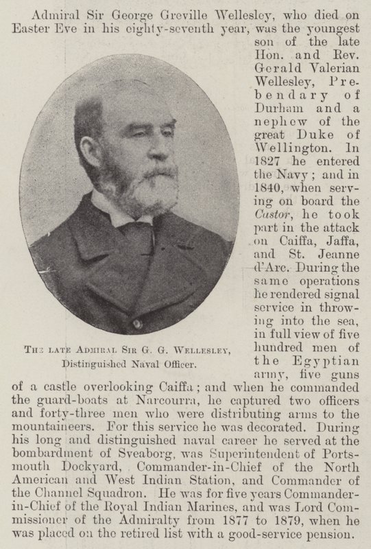 The late Admiral Sir G G Wellesley, Distinguished Naval Officer by English Photographer