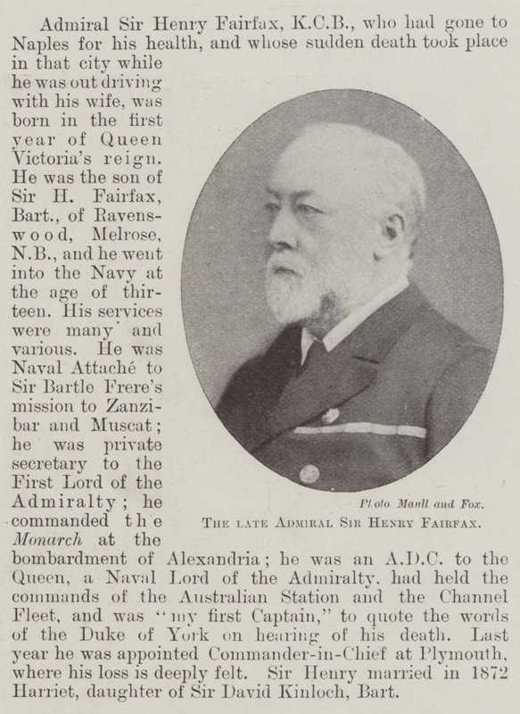 The late Admiral Sir Henry Fairfax by English Photographer