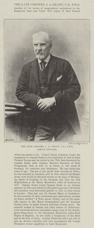 The Late Colonel J.A. Grant, CB, FRS, African Explorer by English Photographer