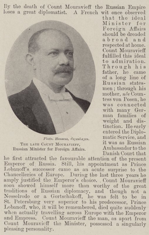 The Late Count Mouravieff, Russian Minister for Foreign Affairs by English Photographer
